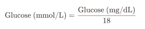 if glucose is measured in mg/dL